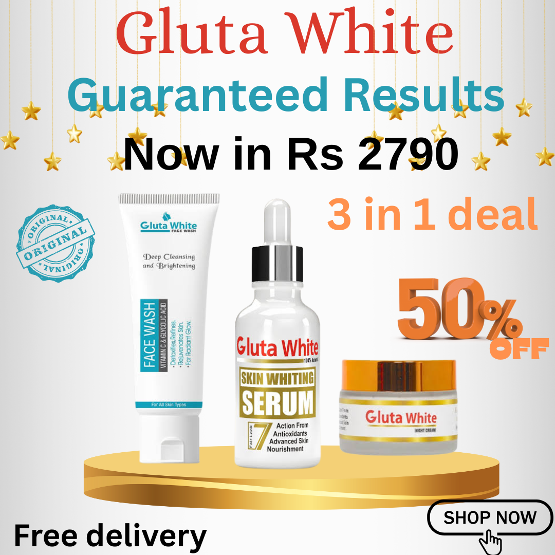 πΈ Gluta White β 3 in 1 Skin Whitening Deal (Face Wash + Whitening Serum + Night Cream)